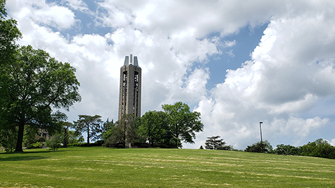 Picture of the campanile on the University of Kansas Lawrence campus.