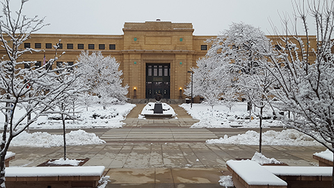 Strong Hall in winter.