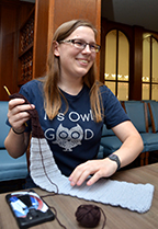 Crocheting at a Kansas game: Hailey Solomon explains the moment